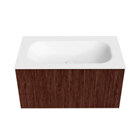 Mondiaz KURVE Ensemble meuble de salle de bains - 80x46x40cm - 1 tiroir - lavabo solid surface - central - 1 trou de robinet - Ruby SW1415599