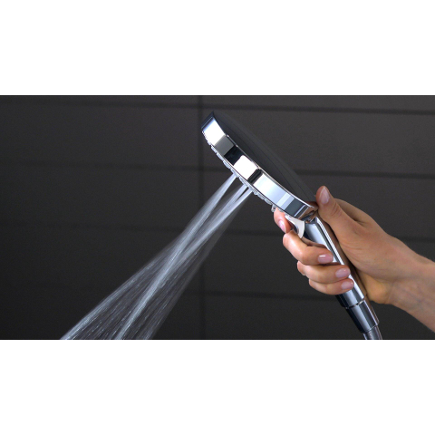 Hansgrohe Raindance Select E 300 - showerpipe: - met Showertablet - 300 opbouwkraan - thermostatisch - met handdouche - 3jet en hoofddouche - 3jet - thermostaat - hoogglans chroom 0452232