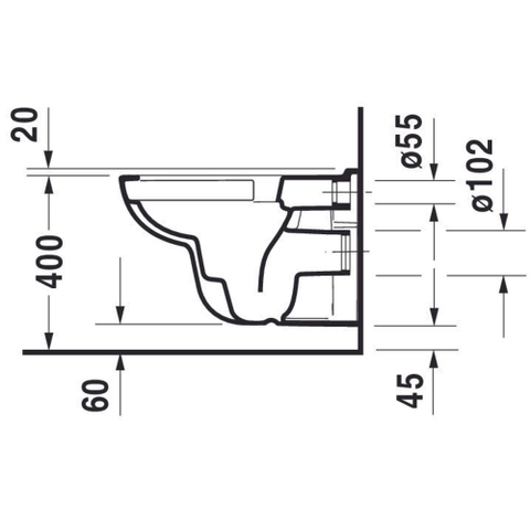 Duravit D-code Wandcloset - diepspoel - spoelrandloos - 35.5x54.5cm - rimless - wit SW104232