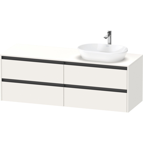 Duravit Ketho.2 Wastafelonderbouwkast - inclusief consoleplaat - met 4 laden - voor waskom rechts - 160x55x56.8cm - met handgrepen antraciet - wit supermat SW772236