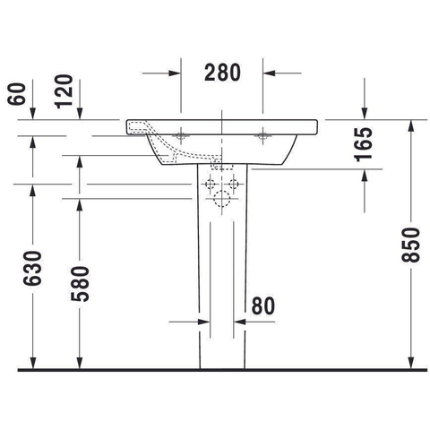 Duravit Durastyle Meubelwastafel - met overloop - met 1 kraangat - 65x48cm - wit SW54141