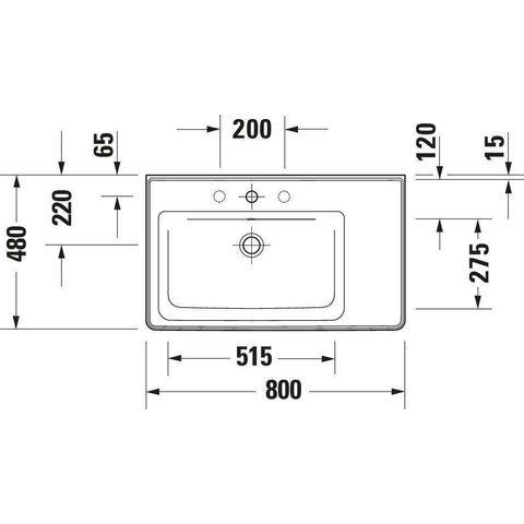 Duravit D-Neo wastafel 80x48x17cm 1 kraangat rechthoek Keramiek Wit SW640624