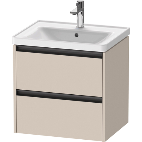 Duravit Ketho.2 Wastafelonderbouwkast - met 2 laden - 58.4x45.5x54.9cm - met grepen antraciettaupe - mat taupe SW772840
