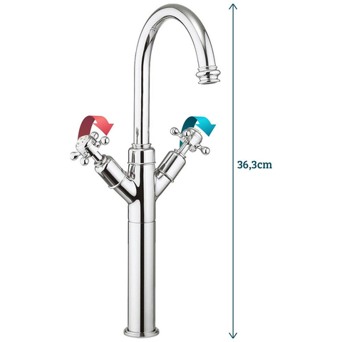 Crosswater Belgravia Wastafelkraan - hoog - zonder waste - uitloop 16.8cm - kruisgreep hoogglans - chroom SW30877