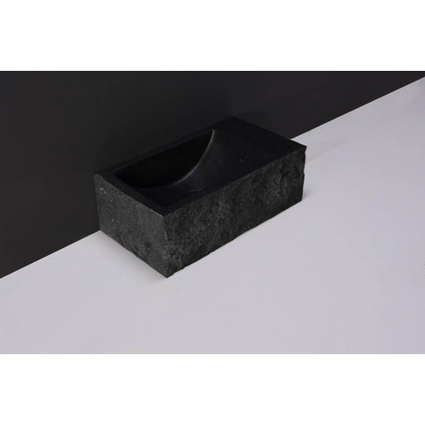 Forzalaqua Venetia Xs lavabo 29x16x10cm lavabo Gauche 0 trous de robinet Pierre naturelle Granit adouci & taillé SW230758