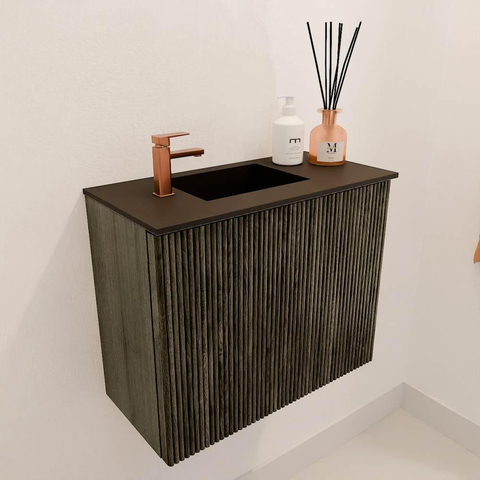 Mondiaz JOYA 50cm meuble de toilette - couleur Shadow - Vasque FAYE position Gauche 1 trou de robinet couleur Urban. SW1421469