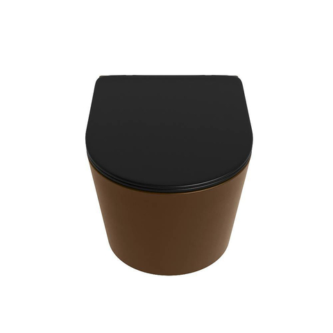 Mondiaz LAVIE hangtoilet – spoelrandloos – 36 x 53 cm – met softclose zitting – Rust (bruin), zitting Urban (zwart) SW1208747