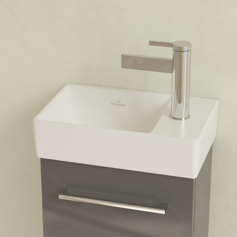 Villeroy & Boch Avento fontein - 1 kraangat rechts - zonder overloop - 36x22cm CeramicPlus - Stone White (mat wit) SW445852