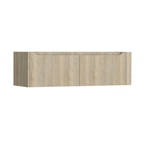H&R Badmeubelen Juice Wastafelonderkast - 140x45x40cm - rechterhoek afgerond - 2 lades - geïntegreerde greep - French oak SW1110271