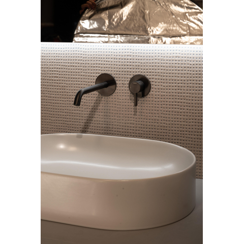 Hotbath Ace Afbouwdeel - voor wastafelmengkraan - 20cm uitloop - PVD - zwart geborsteld SW1117676