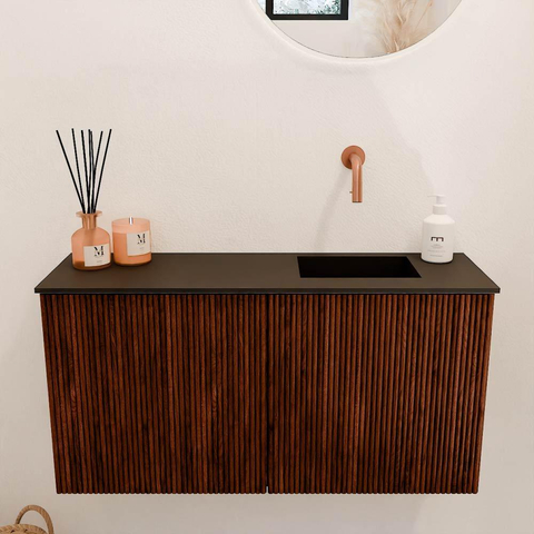Mondiaz JOYA 80cm meuble de toilette - couleur Ruby - Vasque FAYE position Droite Sans trou de robinet couleur Urban SW1421833