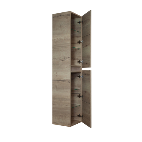 H&R Badmeubelen Hoge Kast - 35x35x170cm - 2 deuren - linksdraaiend - greeploos - natuur eiken SW232820