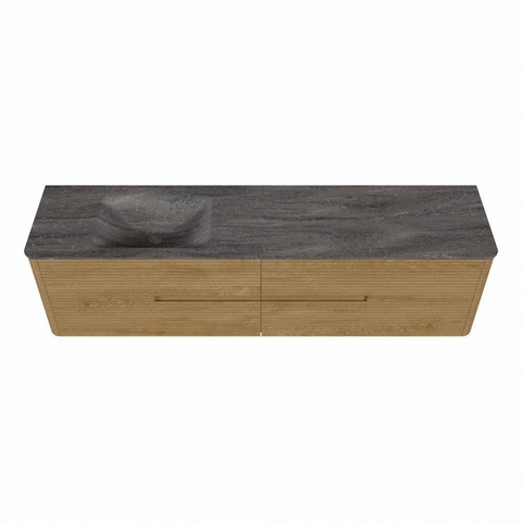 Mondiaz CIRO-DLUX Badkamermeubelset - 190x45x50cm - Solid surface wastafel Oza - 1 wasbak Links - zonder kraangaten - 4 lades - Oak SW1531158