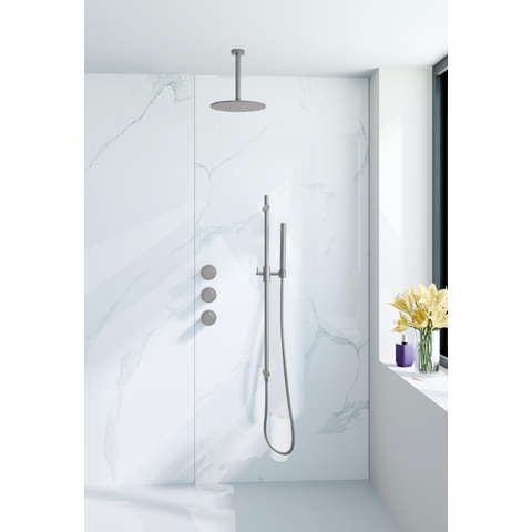 Fortifura Nebbio Ensemble de douche pluie - robinet encastré - élément encastré - barre de douche - flexible de douche en métal - douchette bâton - bras de plafond 20cm - douche de tête 30cm - inox brossé PVD SW1447121