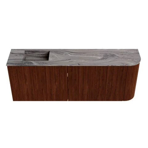 Mondiaz JOYA-DLUX 111.6cm toiletmeubel - ronding rechts kleur Ruby - Wastafel FAYE positie Links Zonder kraangat kleur Sombra. SW1425702