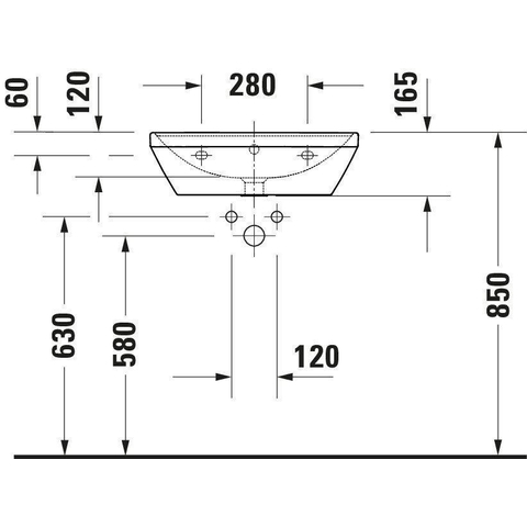 Duravit D-neo Wastafel - 55x44cm - zonder kraangat - met overloop - wit SW640459