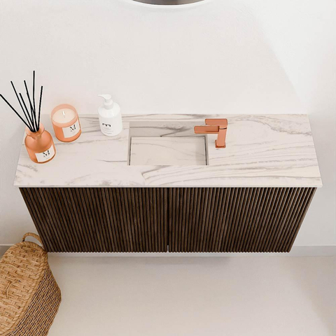 Mondiaz JOYA-DLUX 80cm toiletmeubel - kleur Walnut - Wastafel FAYE positie Midden 1 kraangat kleur Nata. SW1424489