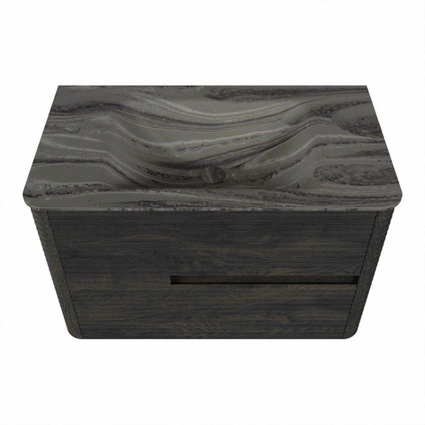Mondiaz CIRO-DLUX Badkamermeubelset - 80x45x50cm - Solid surface wastafel Sombra - 1 wasbak Midden - 1 kraangat - 2 lades - Shadow SW1532744