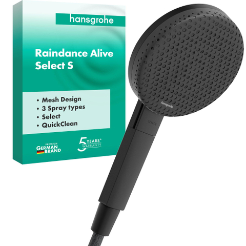 Hansgrohe Raindance Alive Select S - handdouche 125 - 3jet - mat zwart SW1388281