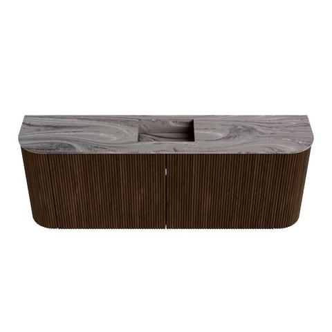 Mondiaz JOYA-DLUX 113.2cm toiletmeubel - ronding links en rechts kleur Walnut - Wastafel FAYE positie Midden Zonder kraangat kleur Sombra. SW1424780