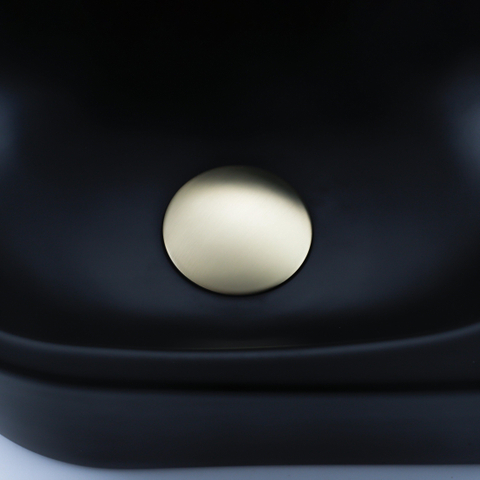 Fugaflow Efficiente Pietra Ensemble lave-mains - 40x21,5x12cm - droite - lisse - demi-rond - 1 trou de robinet - céramique - robinet de lave-mains laiton brossé - bonde - siphon abaissé - noir mat SW1442371