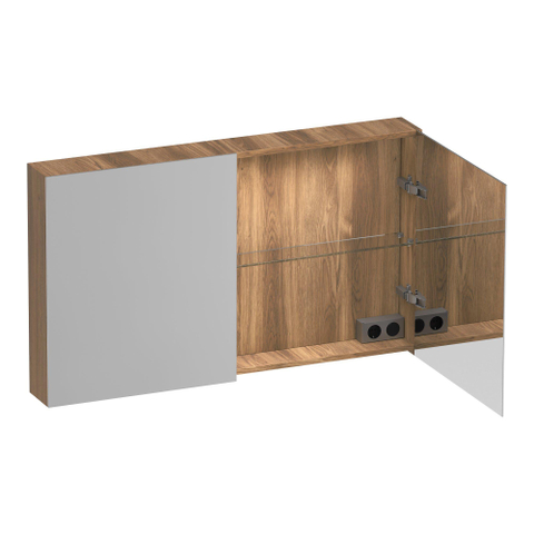 BRAUER Impress Deluxe armoire de toilette – Éclairage LED – 2 portes, portes-miroir double face – Honey SW1198970
