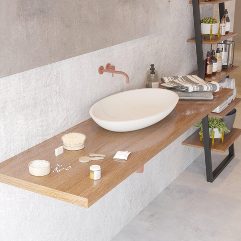 Ideavit Solidjazz opbouw wastafel 70x40x9cm ovaal 0 kraangaten 1 wasbak Solid surface wit SW85900