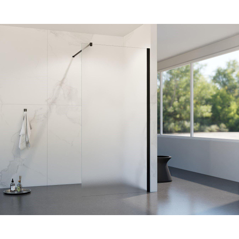Fortifura Galeria Douche à l'italienne - 80x200cm - verre satiné - Noir mat SW876791