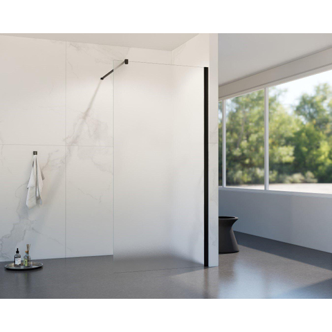 FortiFura Galeria inloopdouche - 120x200cm - mat glas - wandarm - mat zwart SW876794