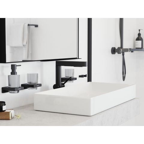 Hansgrohe Finoris Wastafelkraan - 230 - 2jet - met uittrekbare vuistdouche - met afvoerplug - mat zwart SW651140