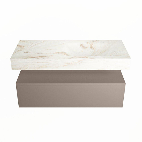 Mondiaz ALAN-DLUX Ensemble de meuble - 110cm - meuble Smoke mat - 1 tiroir - Lavabo Cloud Frappe suspendu - vasque Droite - 0 trous de robinet SW805203