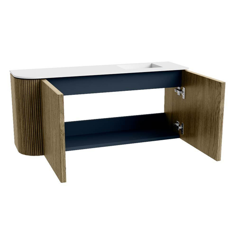 Mondiaz JOYA 91.6cm toiletmeubel - ronding links kleur Dusk - Wastafel FAYE positie Rechts Zonder kraangat kleur Talc. SW1421586