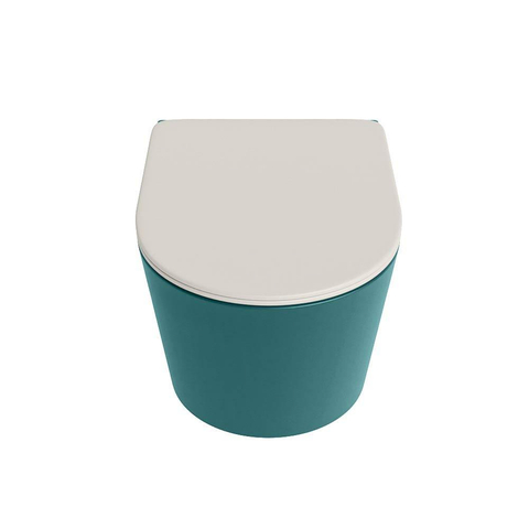 Mondiaz LAVIE hangtoilet – spoelrandloos – 36 x 53 cm – met softclose zitting – Smag (groen), zitting Linen (offwhite) SW1208656