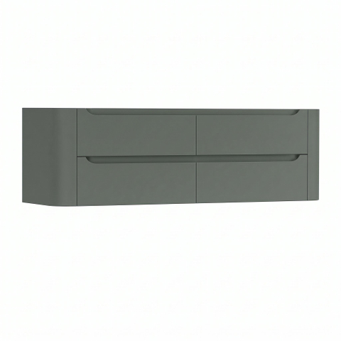 H&R Badmeubelen Juice Meuble sous lavabo - 140x45x50cm - coins arrondis - 4 tiroirs - poignée intégrée - Pétrole mat SW1490073