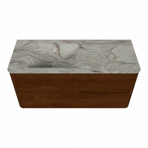 Mondiaz CIRO-DLUX Badkamermeubelset - 110x45x50cm - Solid surface wastafel Glace - 1 wasbak Links - 1 kraangat - 2 lades - Ruby SW1531658