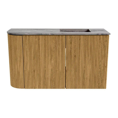 Mondiaz JOYA-DLUX 71.6cm toiletmeubel - ronding links kleur Oak - Wastafel FAYE positie Rechts Zonder kraangat kleur Sombra. SW1424277
