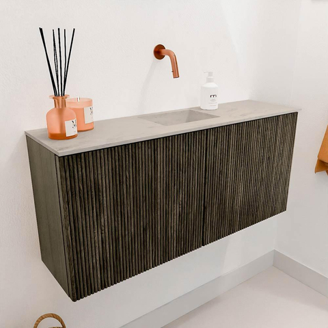 Mondiaz JOYA-DLUX 90cm toiletmeubel - kleur Shadow - Wastafel FAYE positie Midden Zonder kraangat kleur Opalo. SW1422906
