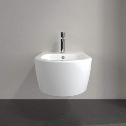 Villeroy & Boch Avento wandbidet - 1 kraangat - met overloop - met verdekte bevestiging - White Alpine (glans wit) SW106448