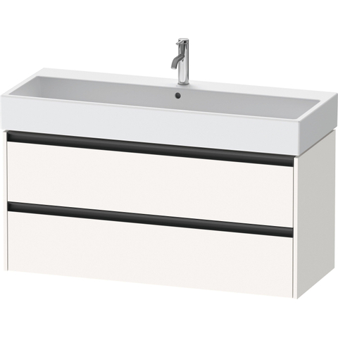 Duravit Ketho.2 Wastafelonderbouwkast - met 2 laden - voor enkele wastafel - 118.4x46x54.9cm - met grepen antraciet - wit supermat SW772758
