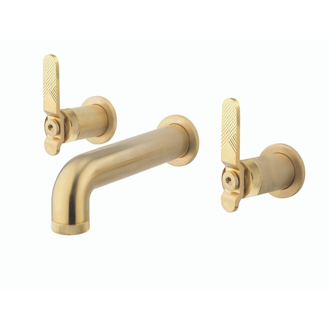 Crosswater Union Wastafelkraan inbouw - inclusief inbouwdeel - 3-gats - wandgemonteerd - geborsteld messing Hendel - geborsteld messing (goud) SW968271