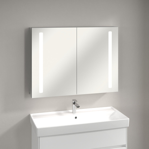 Villeroy & Boch My view Armoire miroir avec deux portes et éclairage LED intégré vertical 100x75x17.3cm 1024981