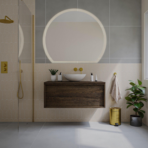 Saniclass Holz Frame Meuble de salle de bain - 100x45x40cm - plan de toilette - sans trous de robinet - 1 tiroirs - Charcoal SW1436753