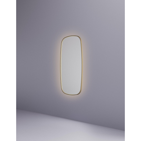 Hotbath &MORE Miroir dans un cadre en aluminium / contour incl. LED direct & indirect. chauffage de miroir. changement de couleur. dimmable. dottless. avec télécommande BBP Laiton brossé PVD SW1246845