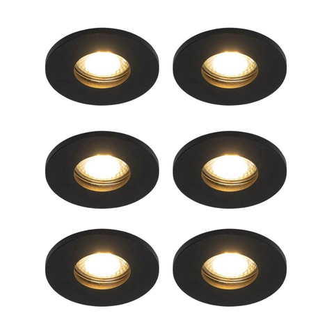 QAZQA Shed Inbouwspot - set van 6 - 8.5x8.5cm - IP54 - rond - mat zwart SW1210150