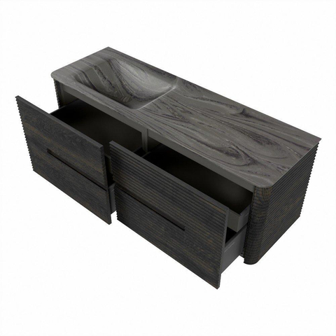 Mondiaz CIRO-DLUX Badkamermeubelset - 140x45x50cm - Solid surface wastafel Sombra - 1 wasbak Links - zonder kraangaten - 4 lades - Shadow SW1532791