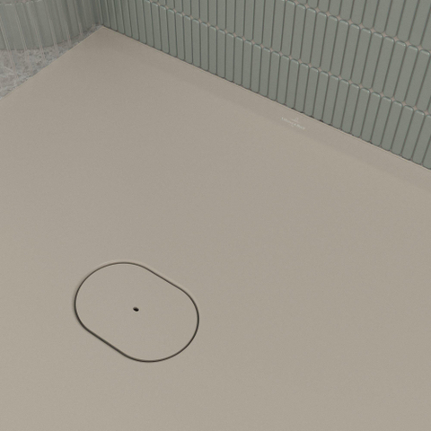 Villeroy & Boch Ecora douchebak - 180x90x4.5cm - afvoer korte zijde - almond (beige) SW1558908