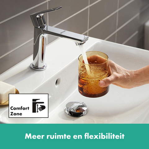 Hansgrohe Rebris e Eengreeps wastafelmengkraan - 110 - coolstart - met PopUp - trekwaste - hoogglans chroom SW796446