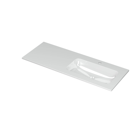 Ink Aspekt lavabo - 120x45x1.5cm - vasque à droite - 1 trou de robinet - blanc brillant SW439529