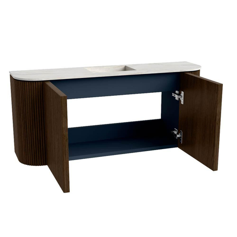 Mondiaz JOYA-DLUX 93.2cm toiletmeubel - ronding links en rechts kleur Walnut - Wastafel FAYE positie Midden Zonder kraangat kleur Opalo. SW1422592