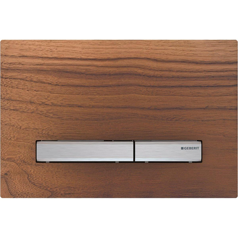 Geberit Sigma50 bedieningsplaat - 2-toets spoeling - vierkant - chroom/Amerikaans - dualflush - chroom amerikaans noten (hout) SW420619